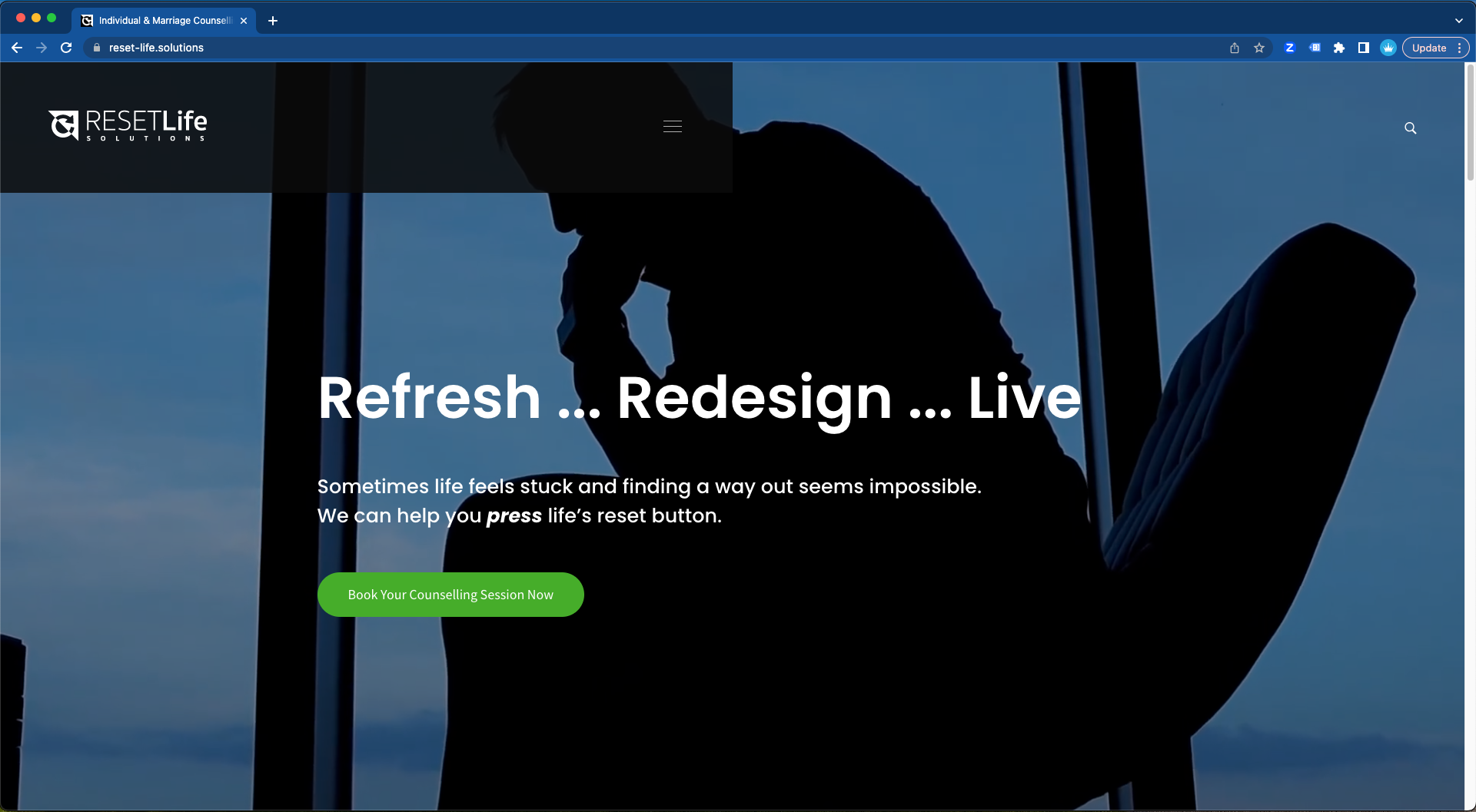 Reset Life Solutions Counselling Services Website Design Project