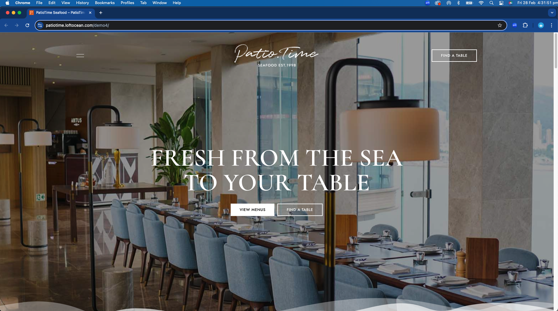 restaurant website wordpress themes - patio time theme